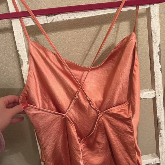 NWOT Coral Satin Romper - Picture 3 of 4